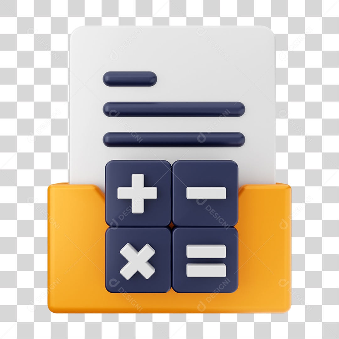 Elemento 3D Pasta de Arquivo Calculadora Para Composição PNG Transparente
