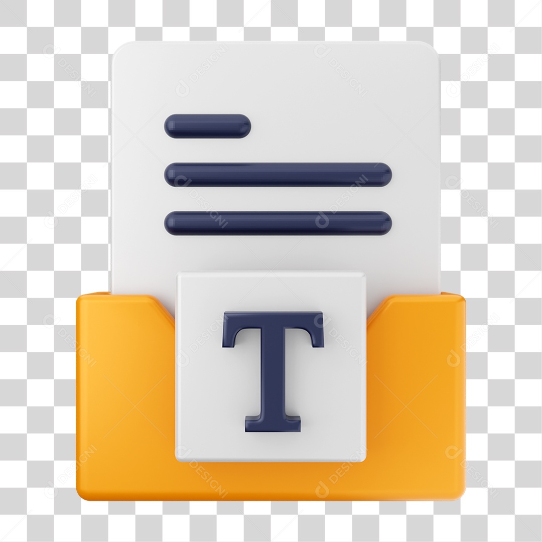 Elemento 3D Pasta de Arquivo tecla T Para Composição PNG Transparente