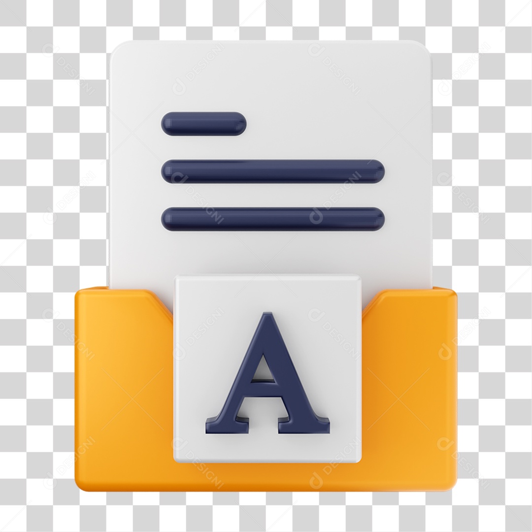 Elemento 3D Pasta de Arquivo tecla A Para Composição PNG Transparente