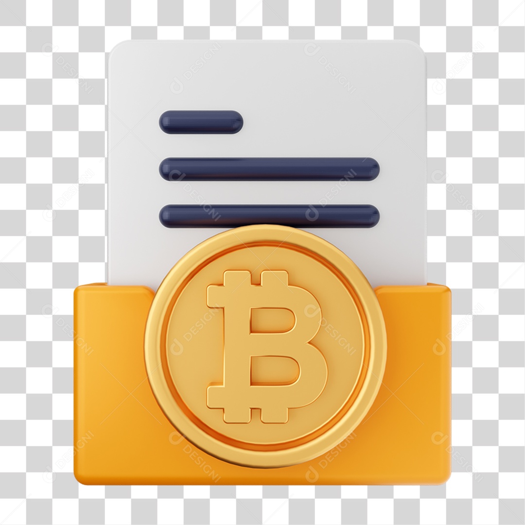 Elemento 3D Pasta de Arquivo Moeda Virtual Para Composição PNG Transparente