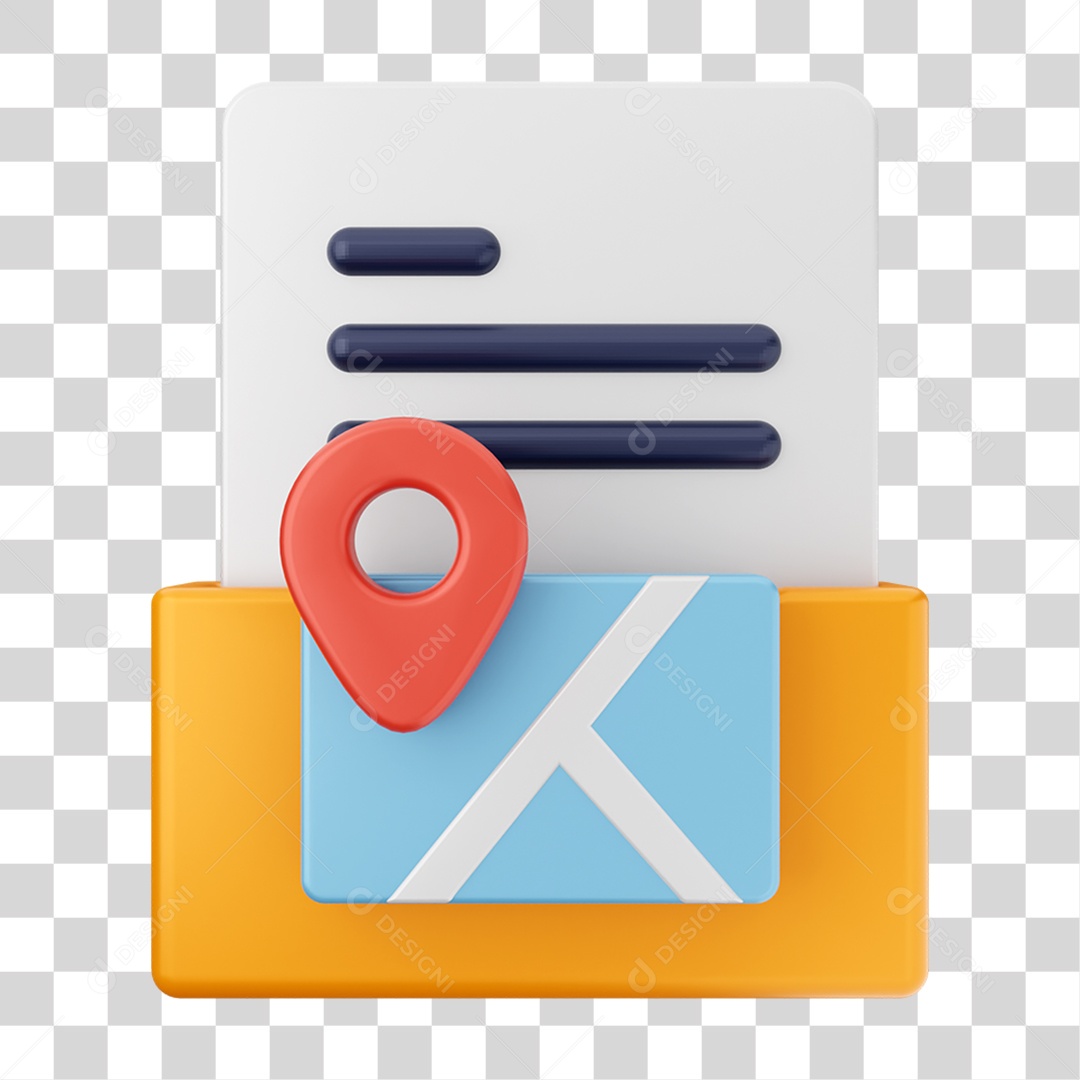 Elemento 3D Pasta de Arquivo Pin de localização Para Composição PNG Transparente