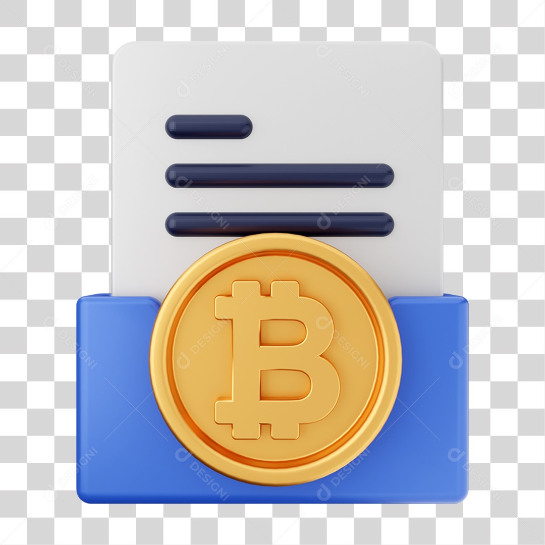 3D Element - Virtual Currency File Folder for Transparent PNG Composition