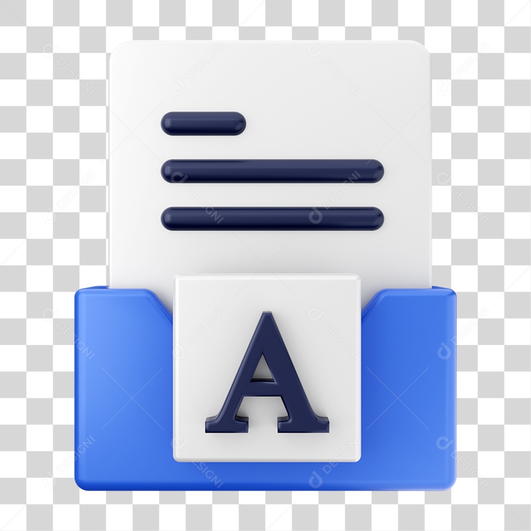 Elemento 3D Pasta de Arquivo Tecla A Para Composição PNG Transparente