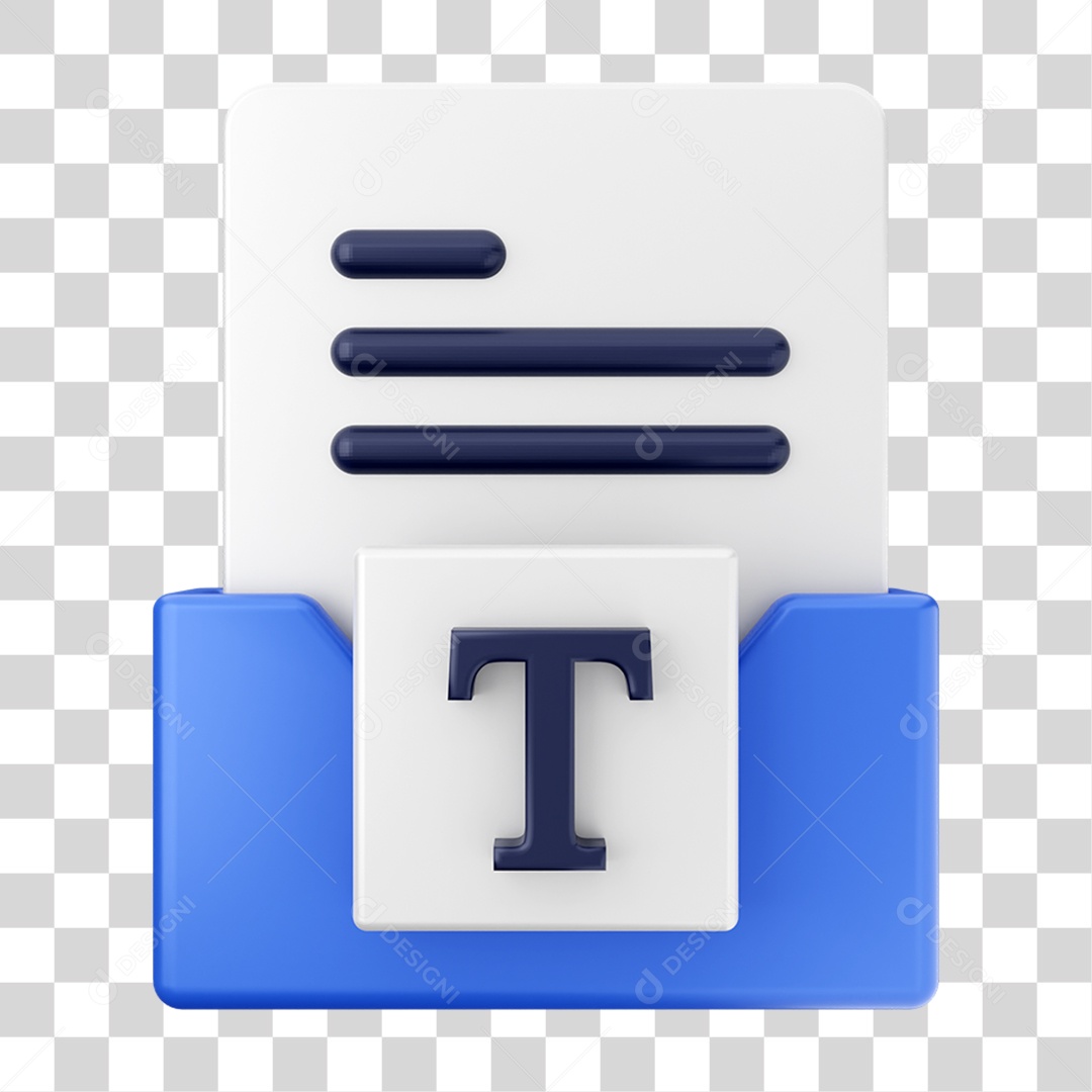 Elemento 3D Pasta de Arquivo Tecla T Para Composição PNG Transparente