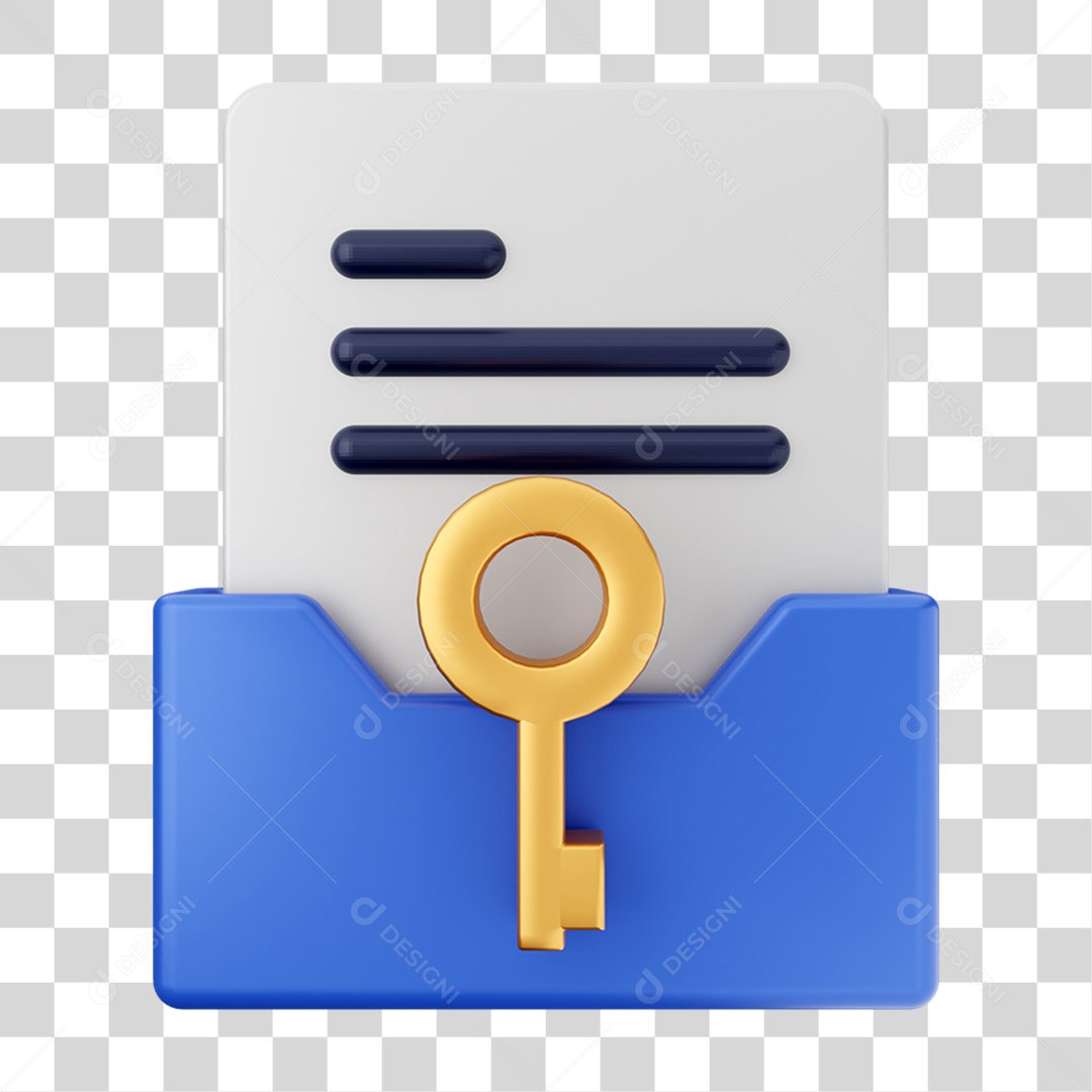 Elemento 3D Pasta de Arquivo Chave Para Composição PNG Transparente