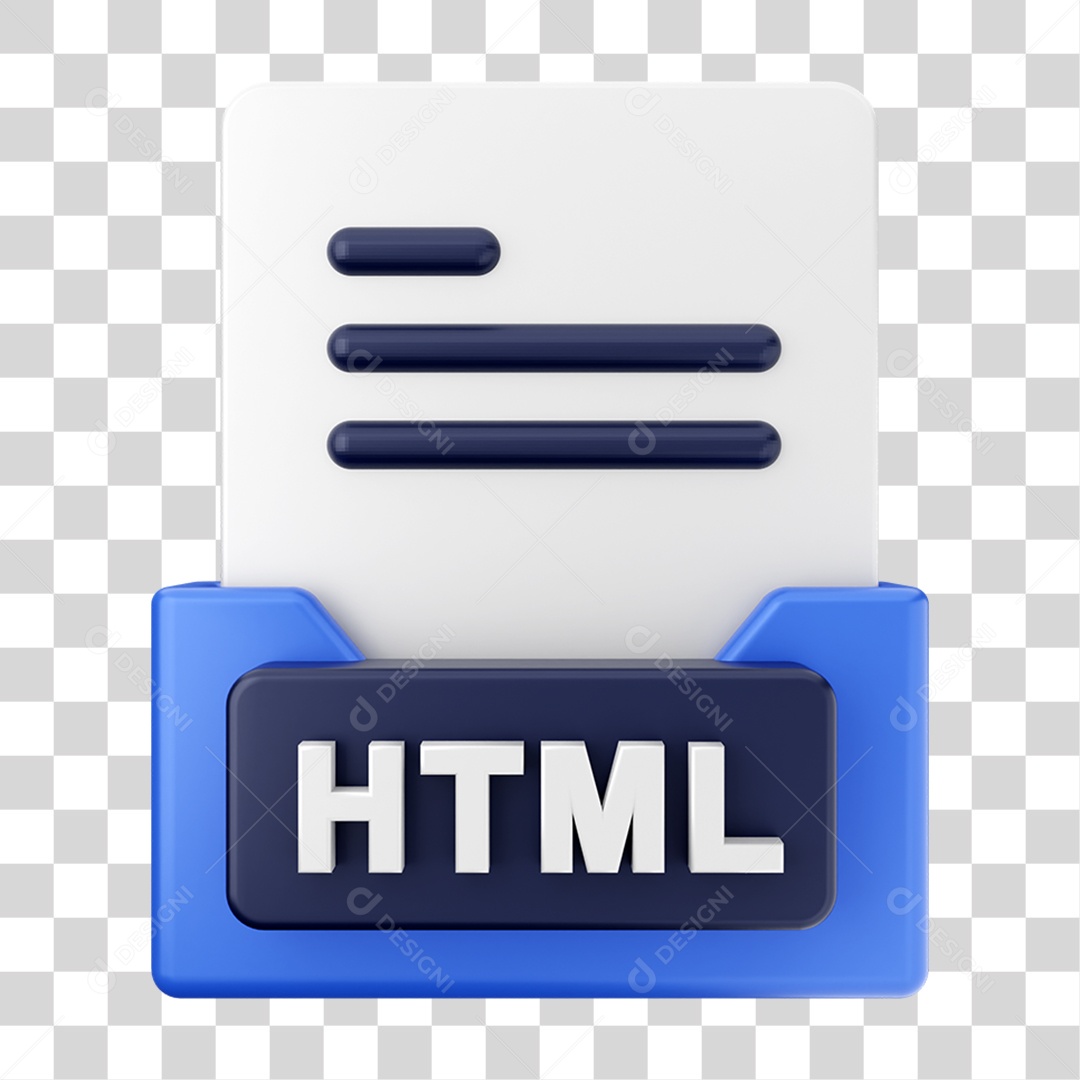 Elemento 3D Pasta de Arquivo HTML Para Composição PNG Transparente