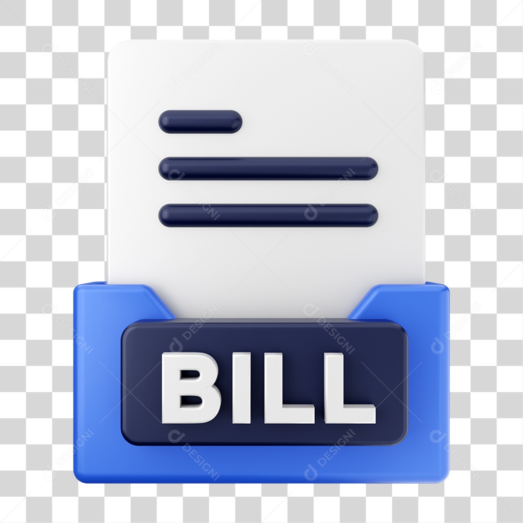 Elemento 3D Pasta de Arquivo Bill Para Composição PNG Transparente