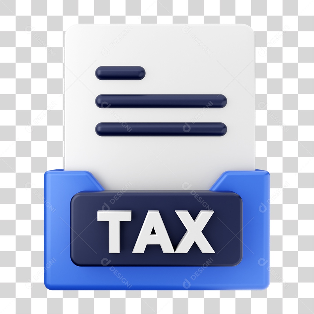 Elemento 3D Pasta de Arquivo TAX Para Composição PNG Transparente