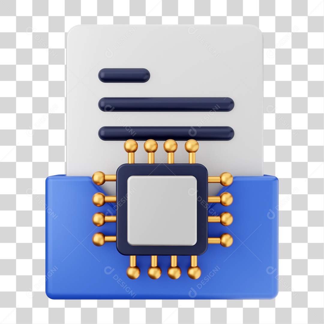 Elemento 3D Pasta de Arquivo Chip Para Composição PNG Transparente