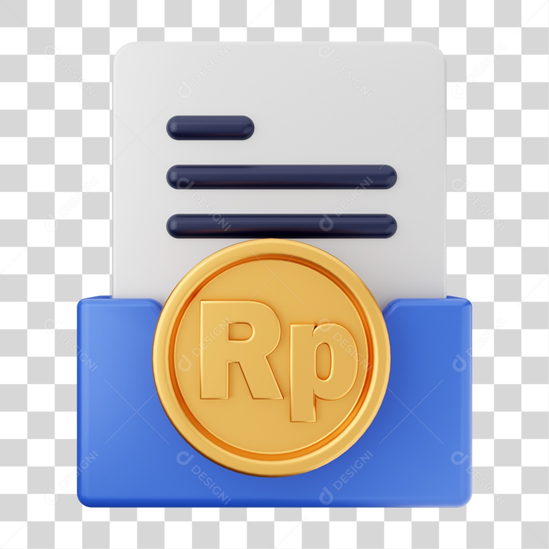 Elemento 3D Pasta de Arquivo Moeda Virtual Para Composição PNG Transparente
