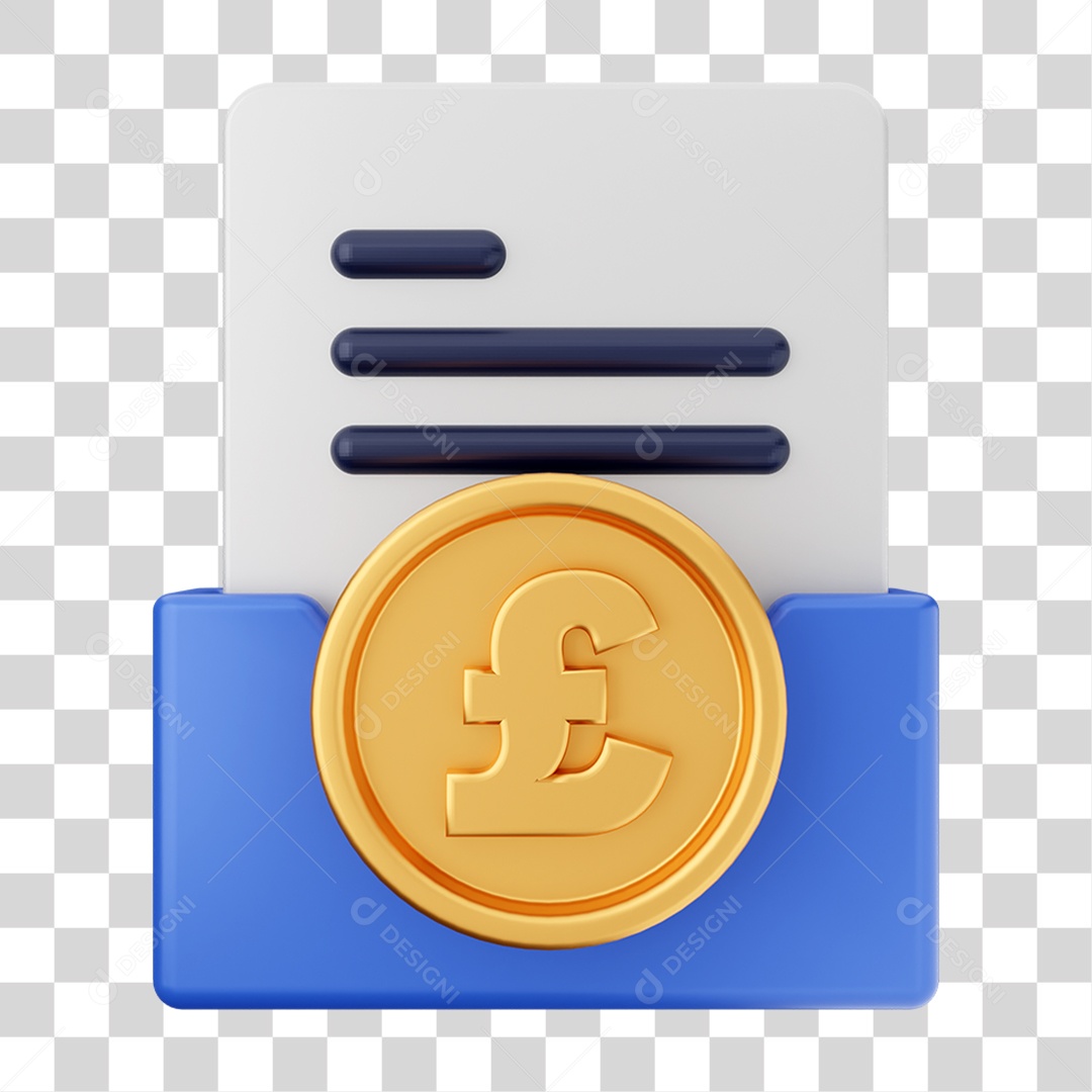 Elemento 3D Pasta de Arquivo Moeda Virtual Para Composição PNG Transparente