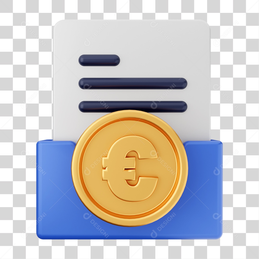 Elemento 3D Pasta de Arquivo Moeda Virtual Para Composição PNG Transparente