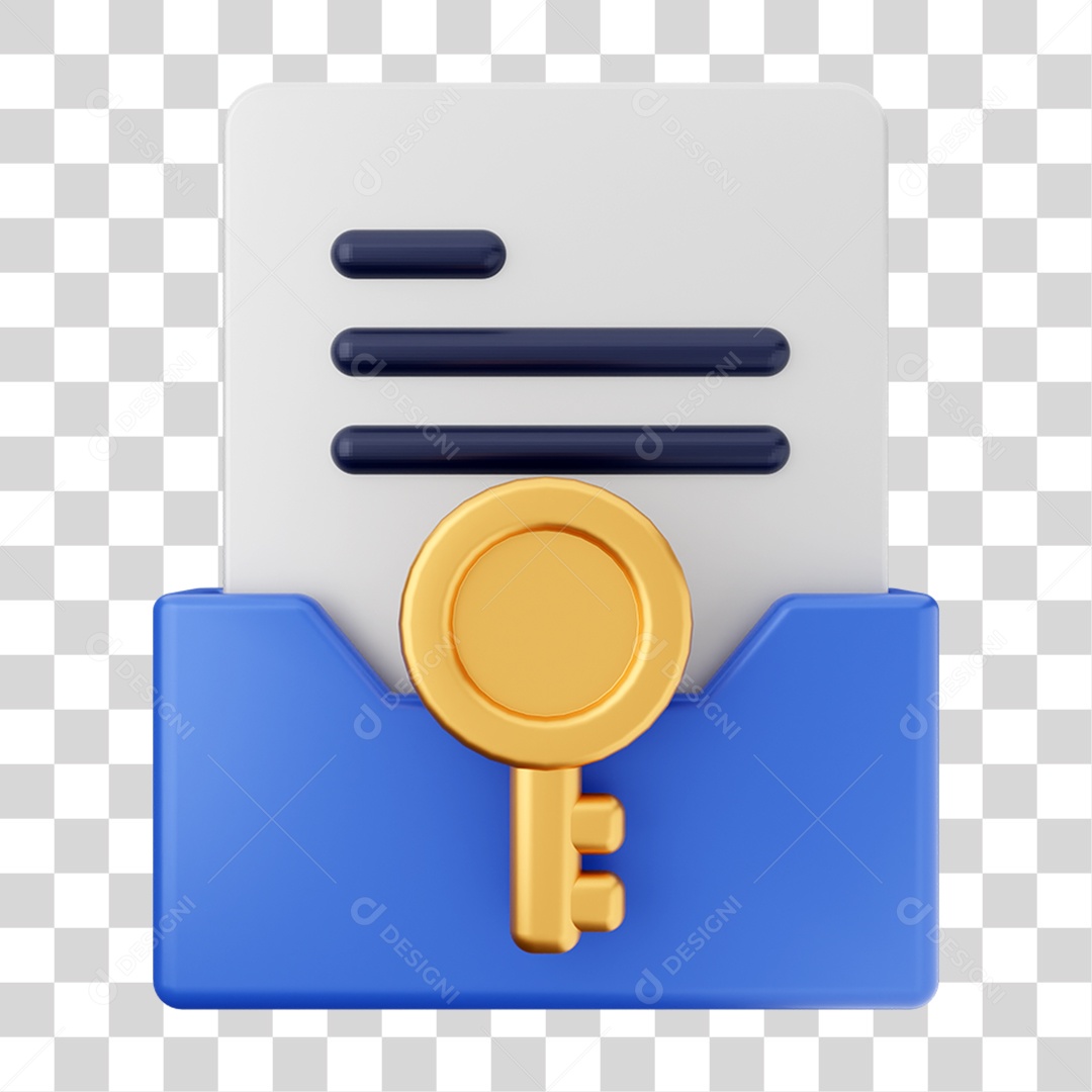 Elemento 3D Pasta de Arquivo Chave Para Composição PNG Transparente