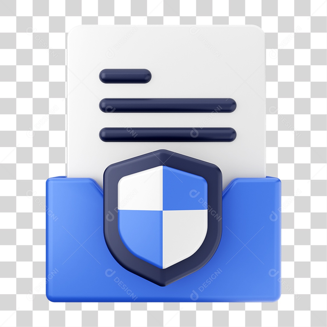 Elemento 3D Pasta de Arquivo Escudo Para Composição PNG Transparente
