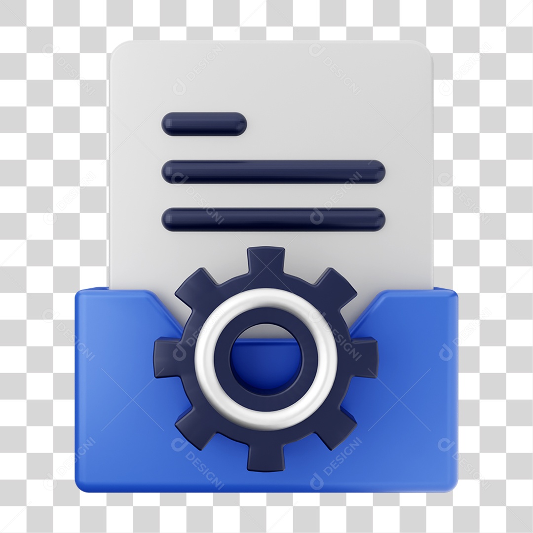 Elemento 3D Pasta de Arquivo Engrenagem Para Composição PNG Transparente