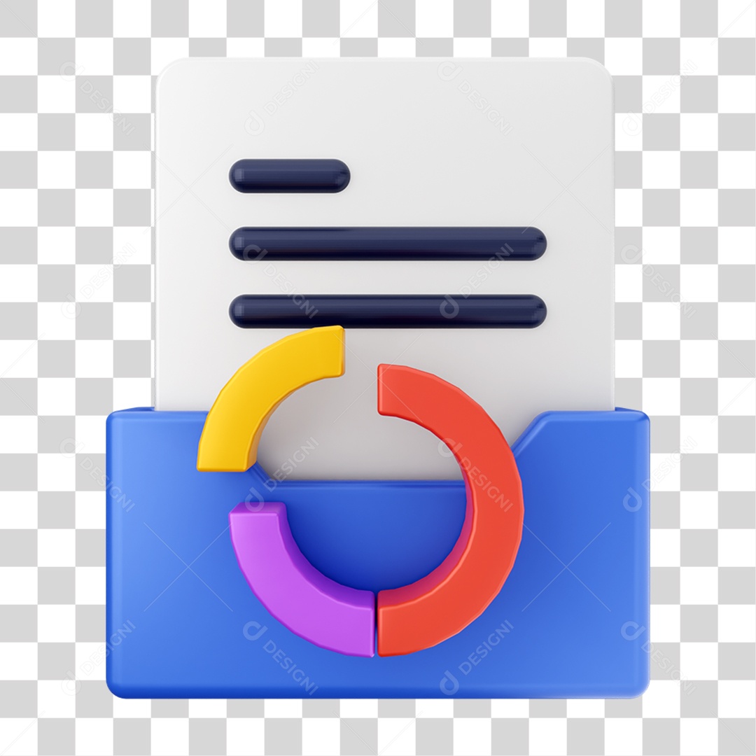 Elemento 3D Pasta de Arquivo Gráficos Para Composição PNG Transparente