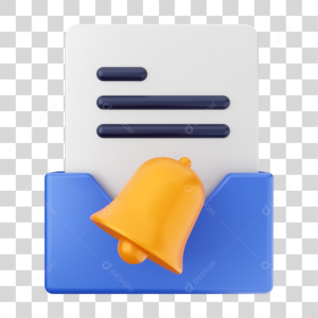 Elemento 3D Pasta de Arquivo Sino Para Composição PNG Transparente