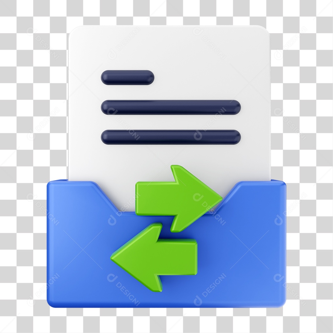 Elemento 3D Pasta de Arquivo Setas Para Composição PNG Transparente