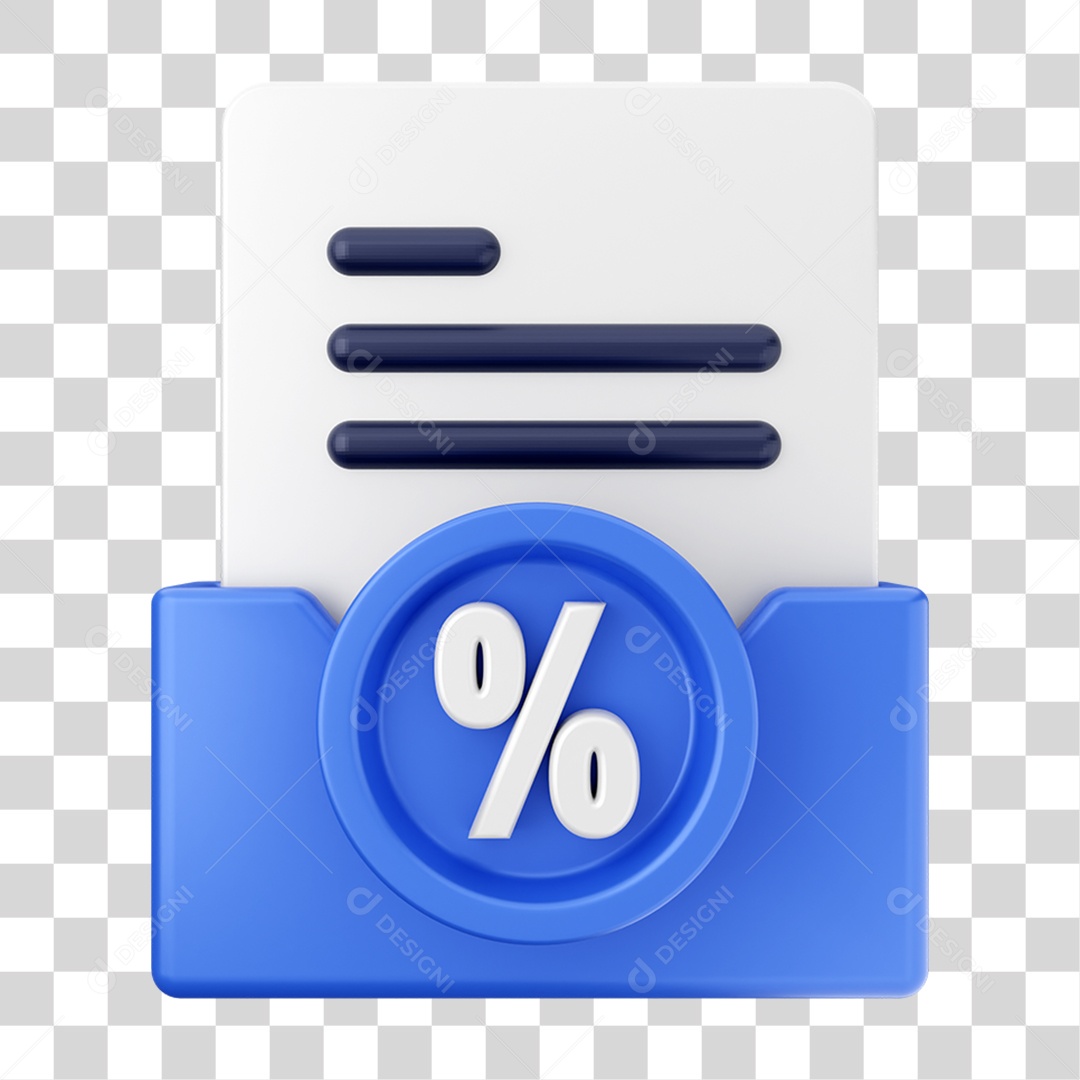 Elemento 3D Pasta de Arquivo Porcentagem Para Composição PNG Transparente