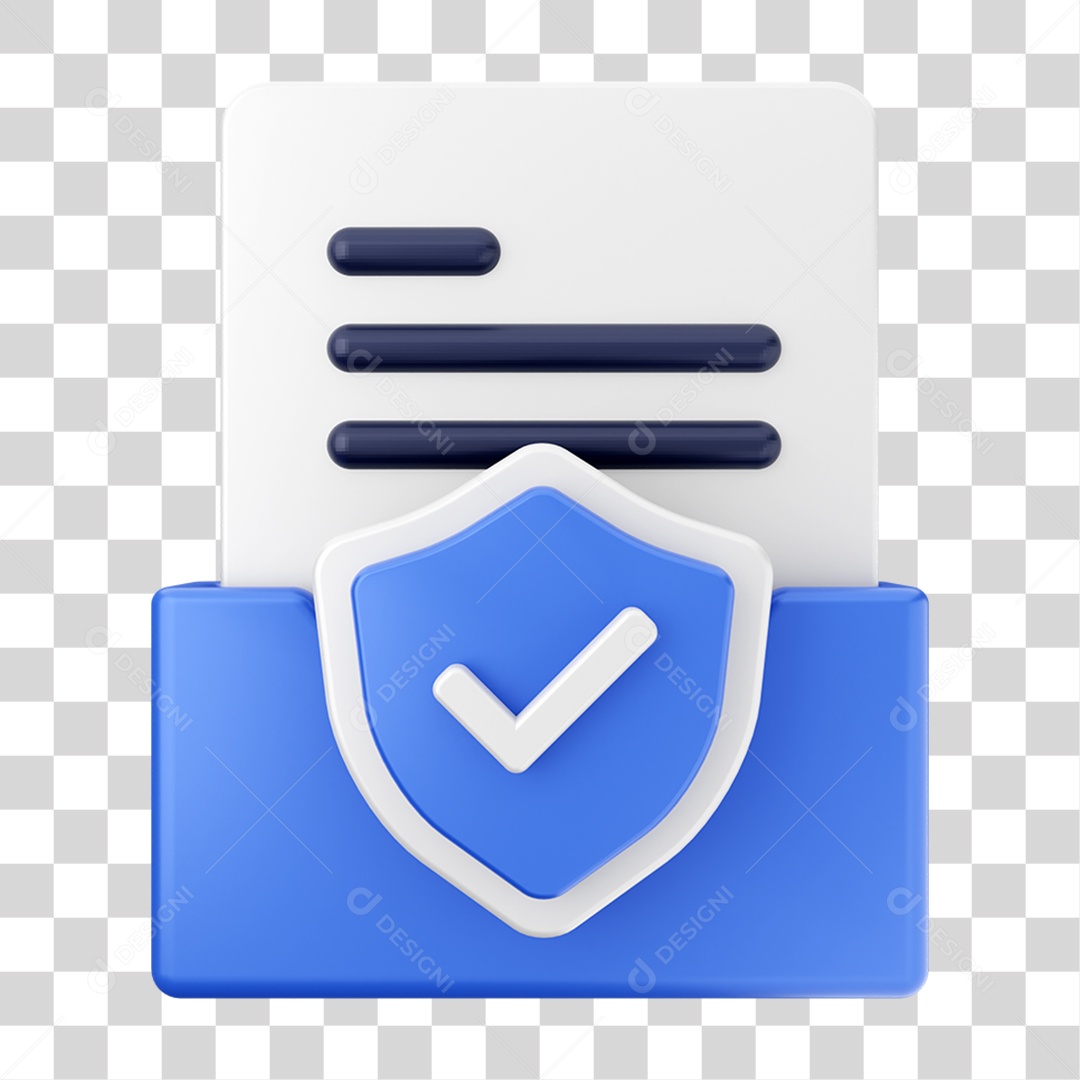 Elemento 3D Pasta de Arquivo Escudo Para Composição PNG Transparente