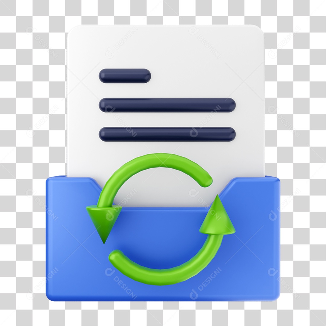 Elemento 3D Pasta de Arquivo Setas Circulares Para Composição PNG Transparente