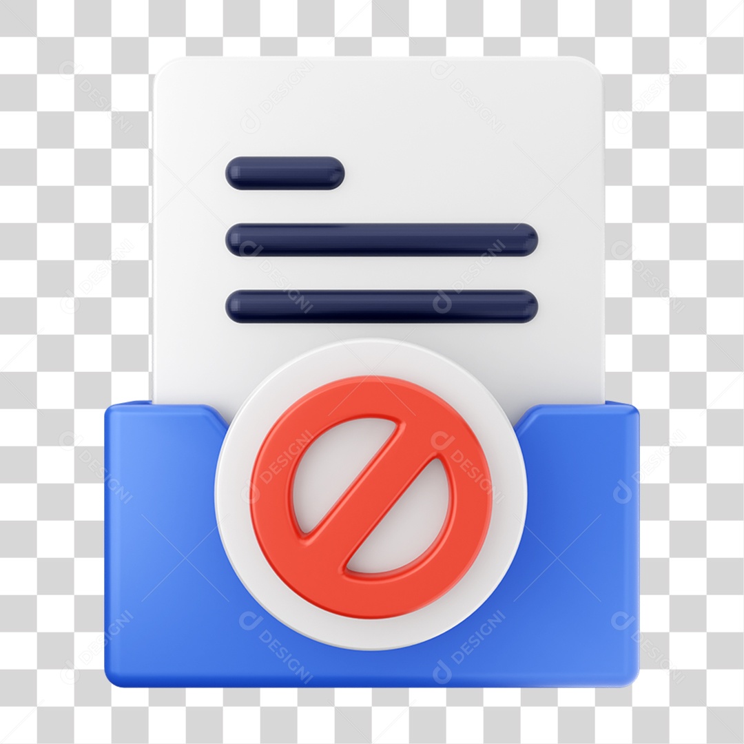 Elemento 3D Pasta de Arquivo Bloqueado Para Composição PNG Transparente