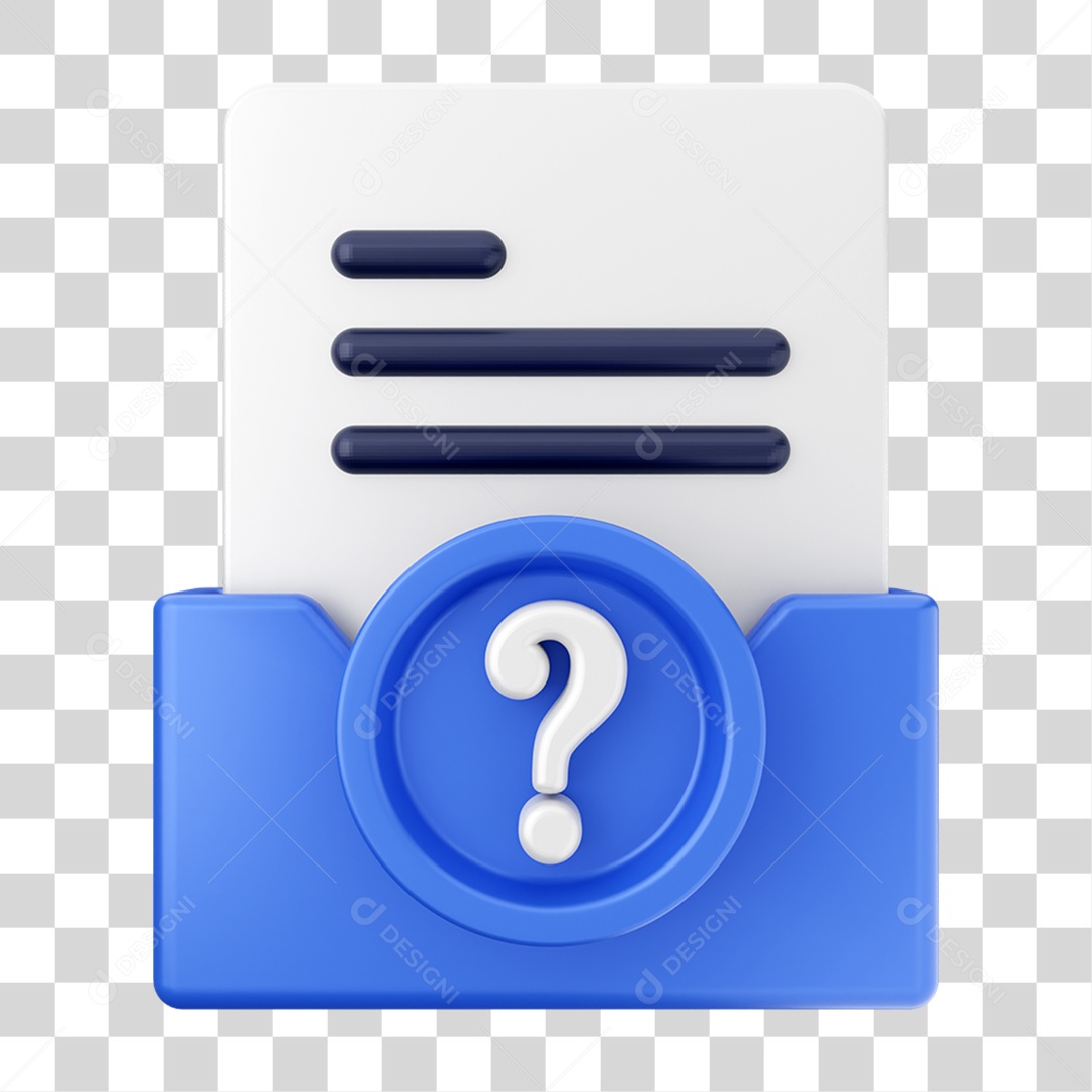 Elemento 3D Pasta de Arquivo Símbolo de Interrogação Para Composição PNG Transparente
