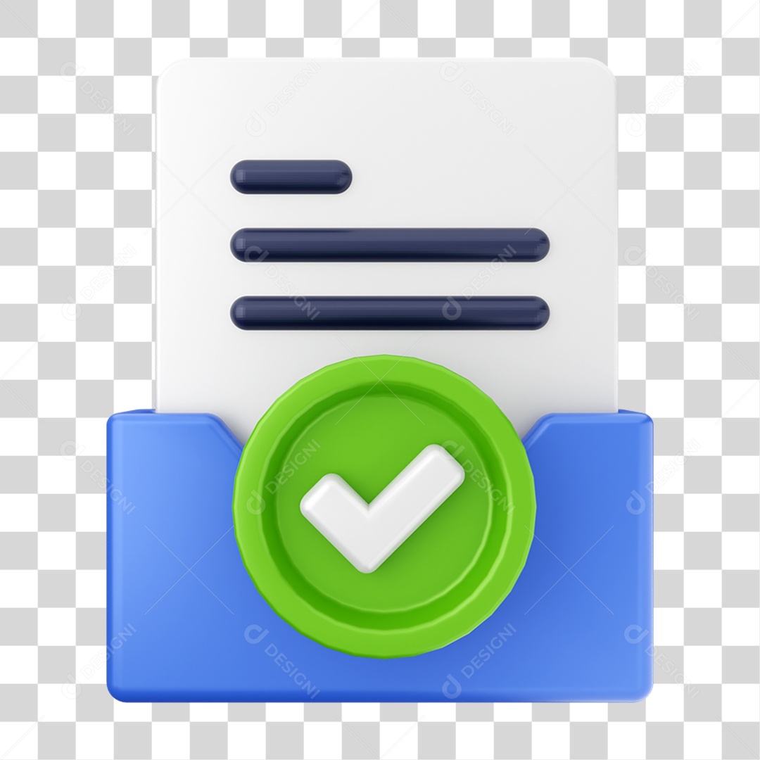 Elemento 3D Pasta de Arquivo Selo de Confirmação Para Composição PNG Transparente