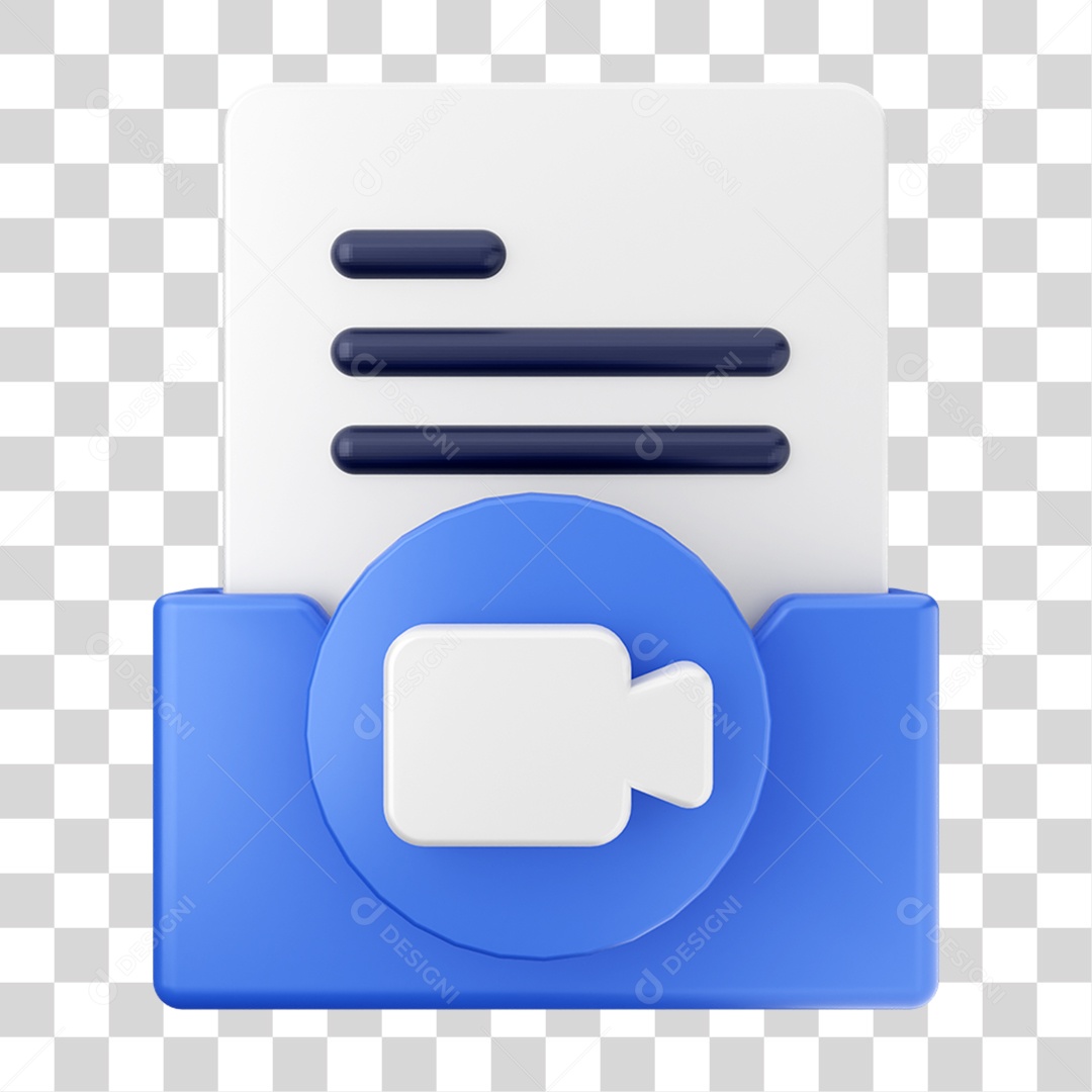 Elemento 3D Pasta de Arquivo gravar Vídeo Para Composição PNG Transparente