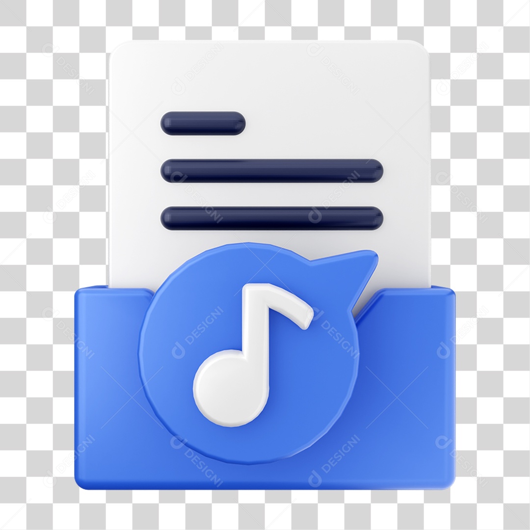 Elemento 3D Pasta de Arquivo Músicas Para Composição PNG Transparente