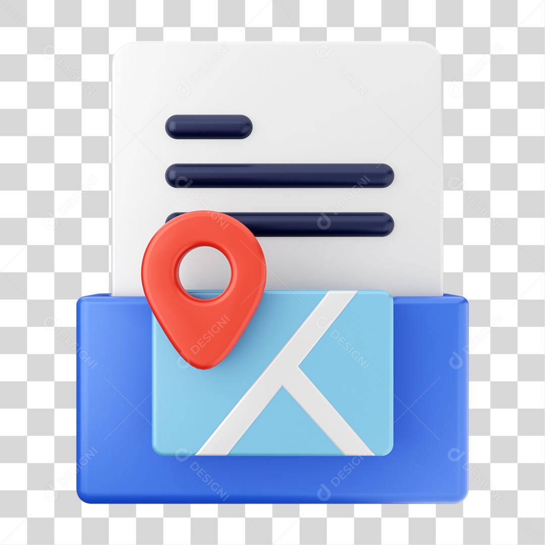 Elemento 3D Pasta de Arquivo Pin de Localização Para Composição PNG Transparente