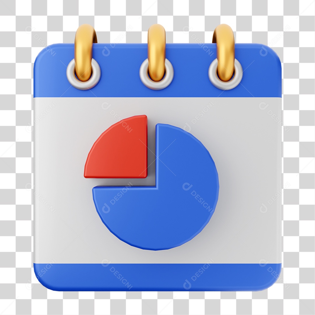 Elemento 3D Calendário Gráficos para Composição PNG Transparente