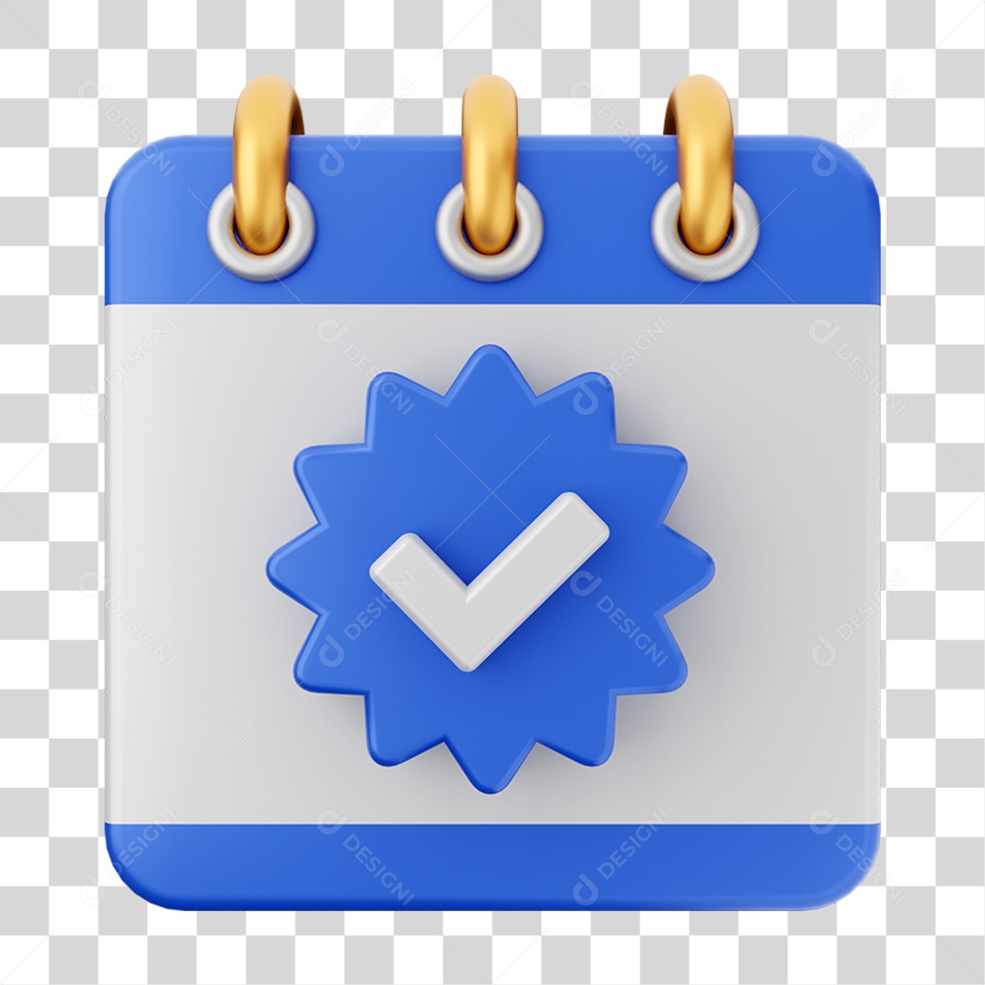 Elemento 3D Calendário Símbolo de Confirmação para Composição PNG Transparente