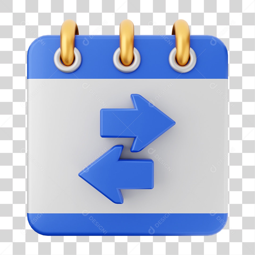 Elemento 3D Calendário Setas para Composição PNG Transparente