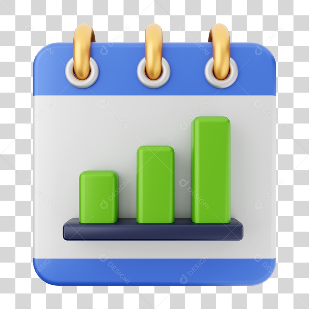 Elemento 3D Calendário Gráficos para Composição PNG Transparente