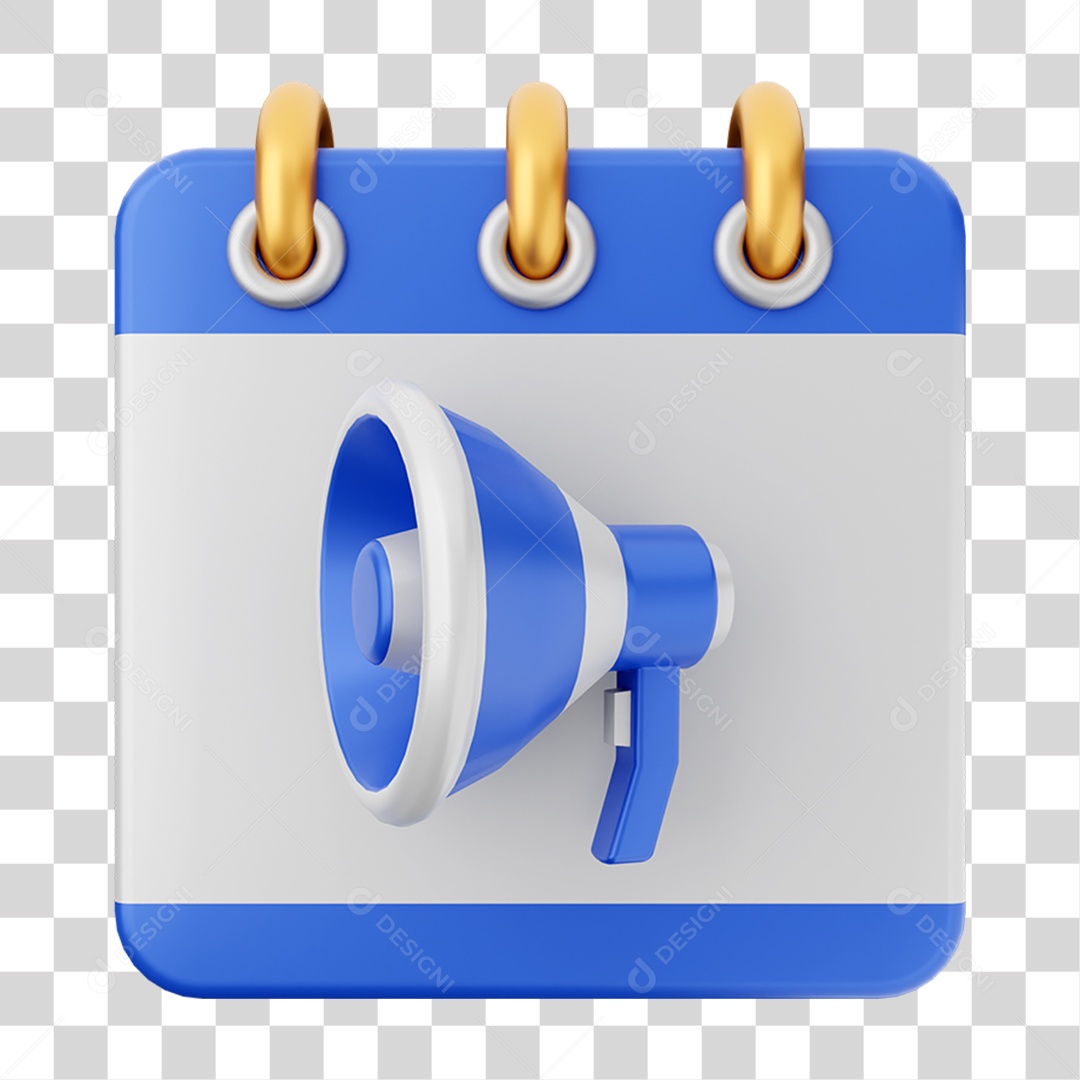 Elemento 3D Calendário Alto Falante para Composição PNG Transparente