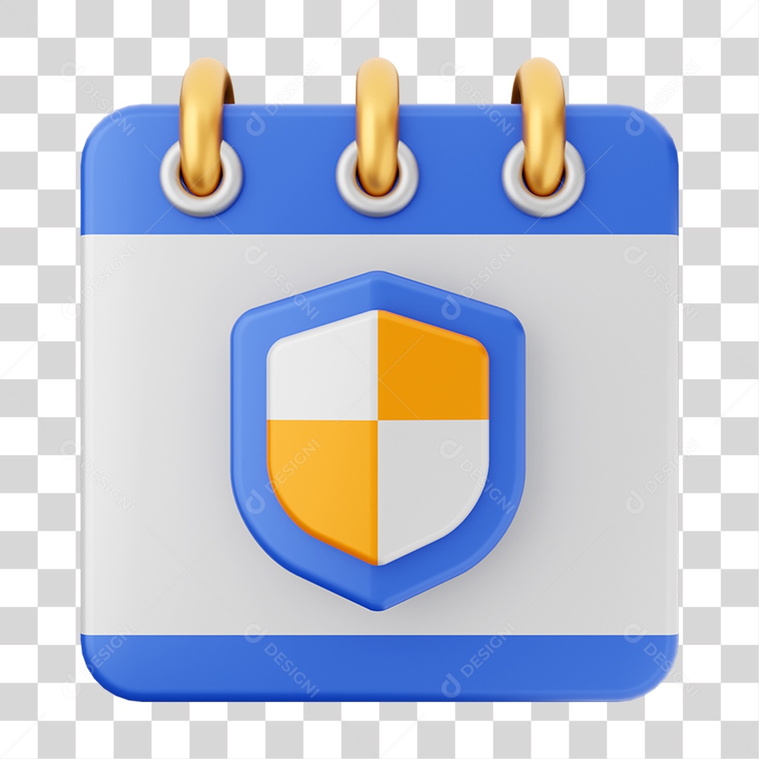 Elemento 3D Calendário Escudo para Composição PNG Transparente