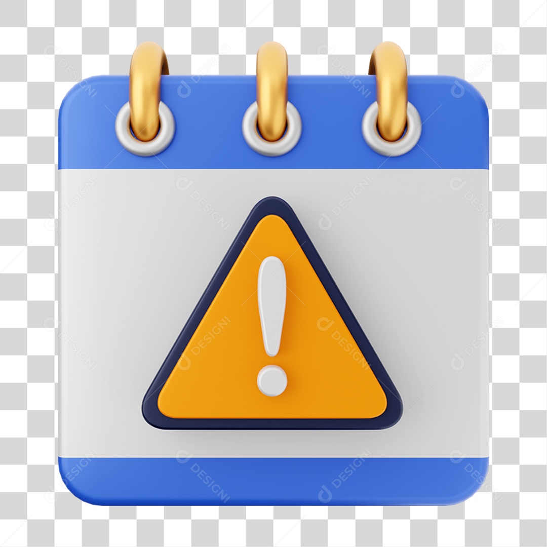 Elemento 3D Calendário Sinal de Alerta para Composição PNG Transparente