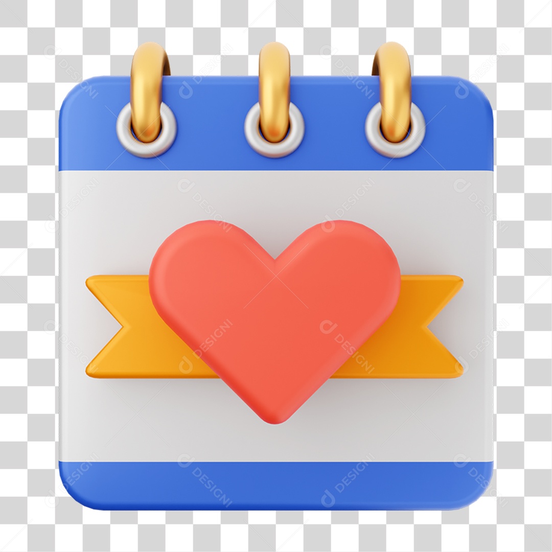 Elemento 3D Calendário para Composição PNG Transparente