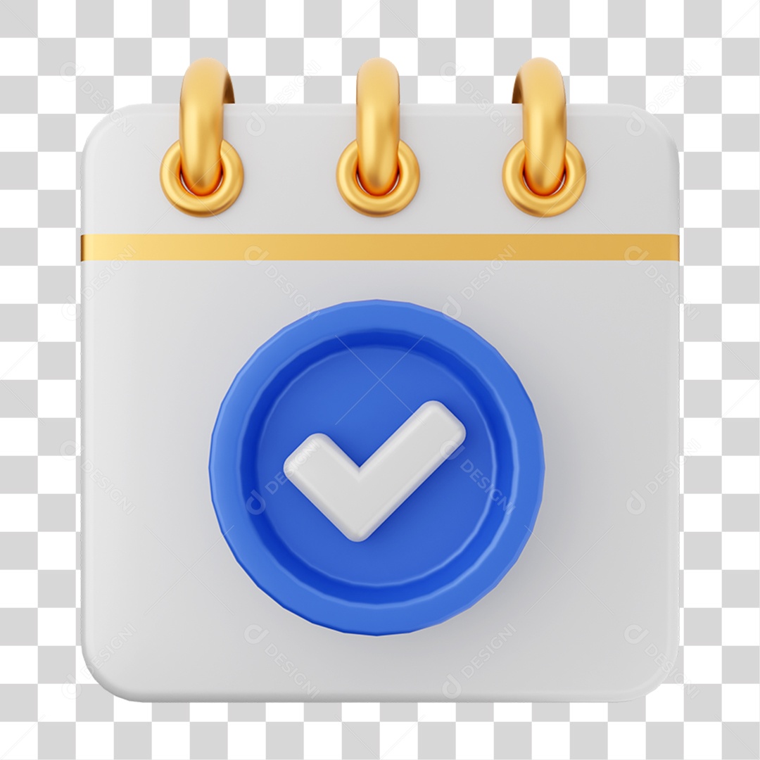 Elemento 3D Calendário Símbolo de Confirmação para Composição PNG Transparente