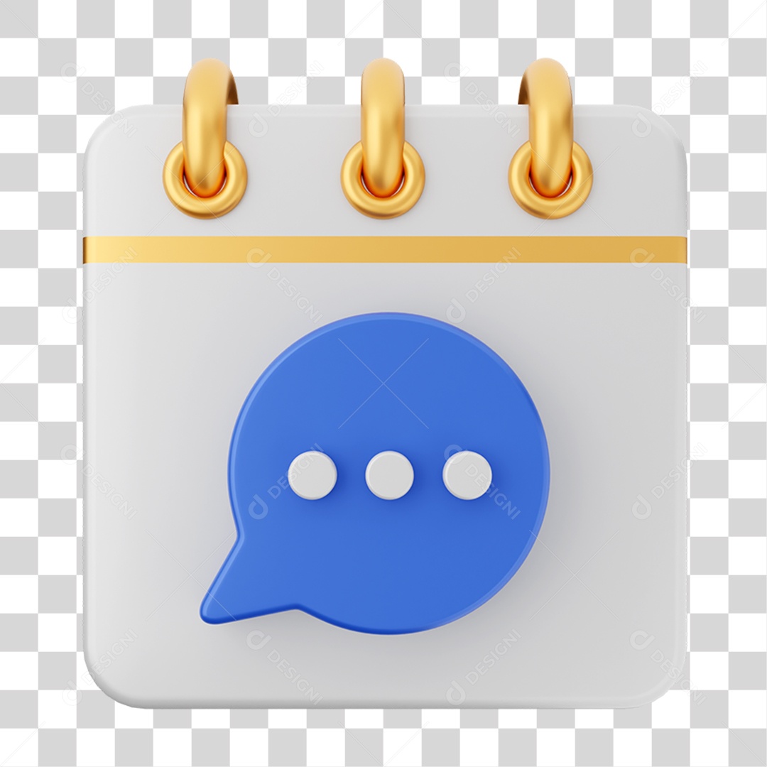 Elemento 3D Calendário Mensagem para Composição PNG Transparente