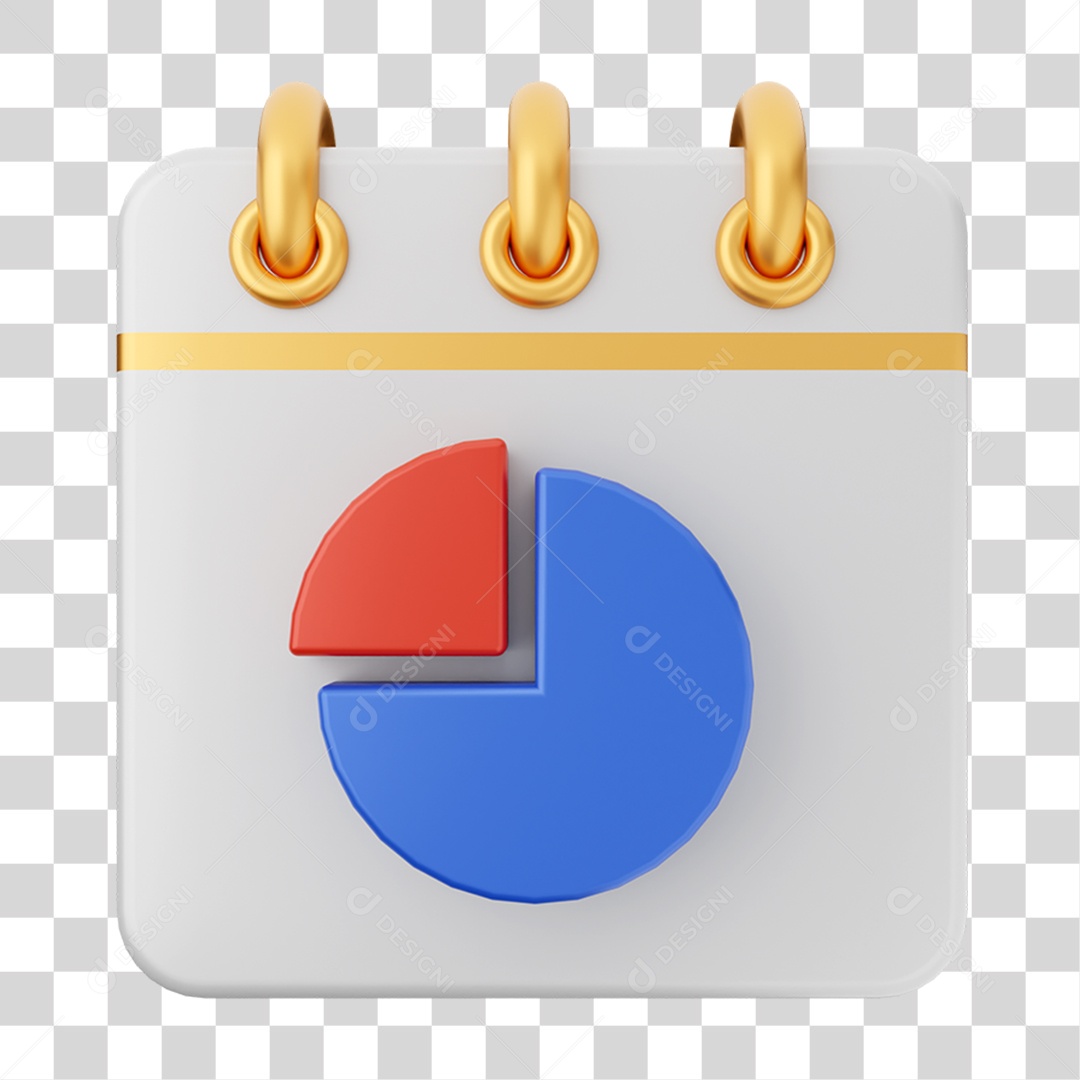 Elemento 3D Calendário Gráficos para Composição PNG Transparente