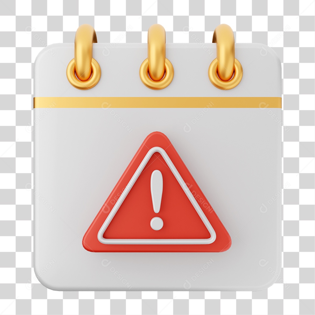 Elemento 3D Calendário Sinal de Alerta para Composição PNG Transparente