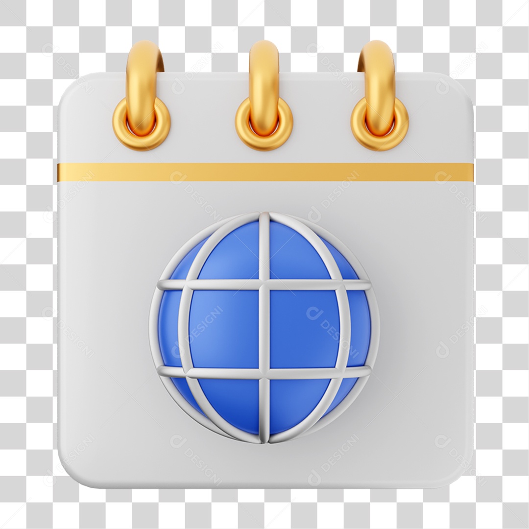 Elemento 3D Calendário para Composição PNG Transparente