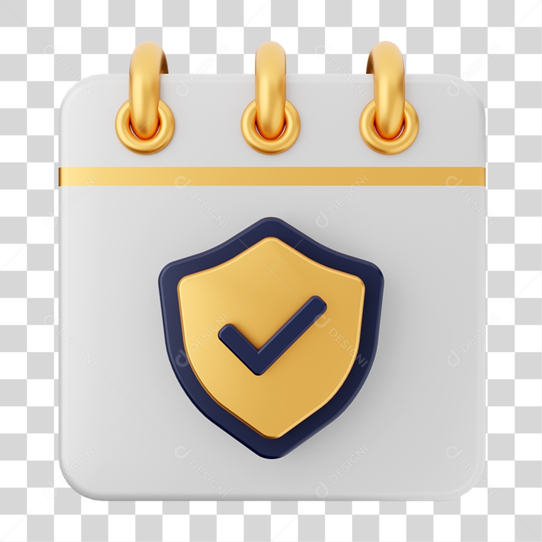 Elemento 3D Calendário Escudo para Composição PNG Transparente
