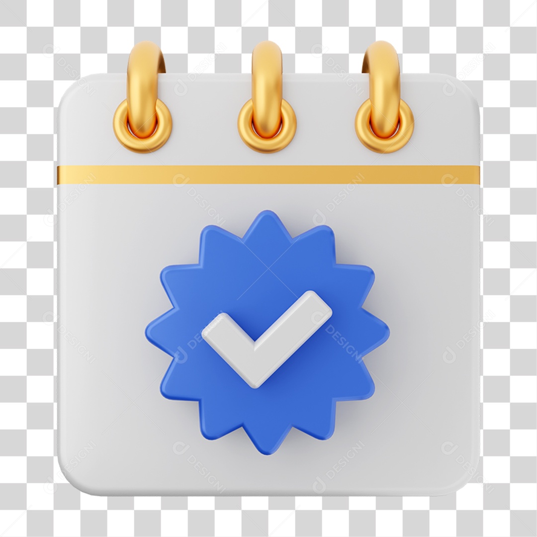 Elemento 3D Calendário Confirmação para Composição PNG Transparente