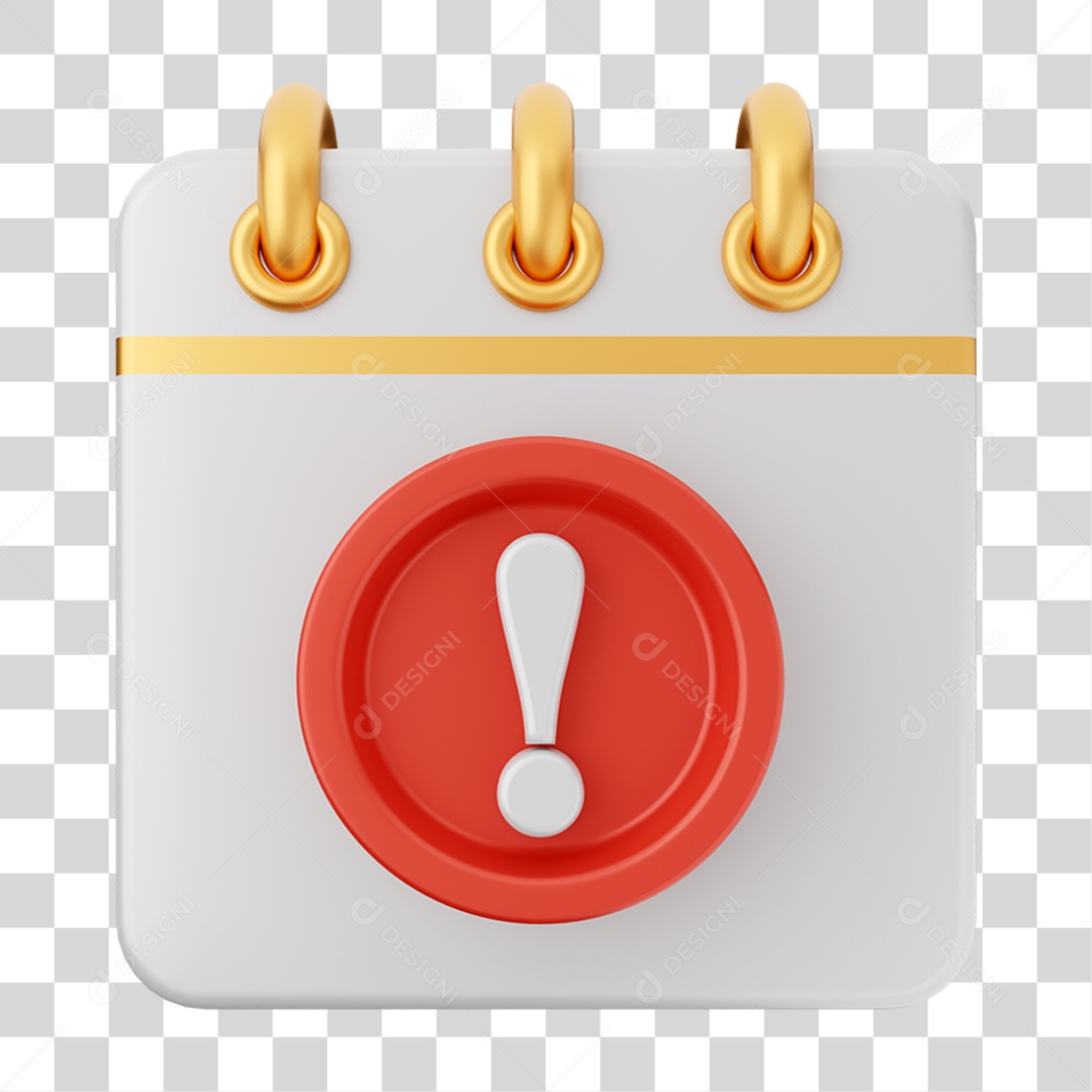 Elemento 3D Calendário Sinal de Alerta para Composição PNG Transparente