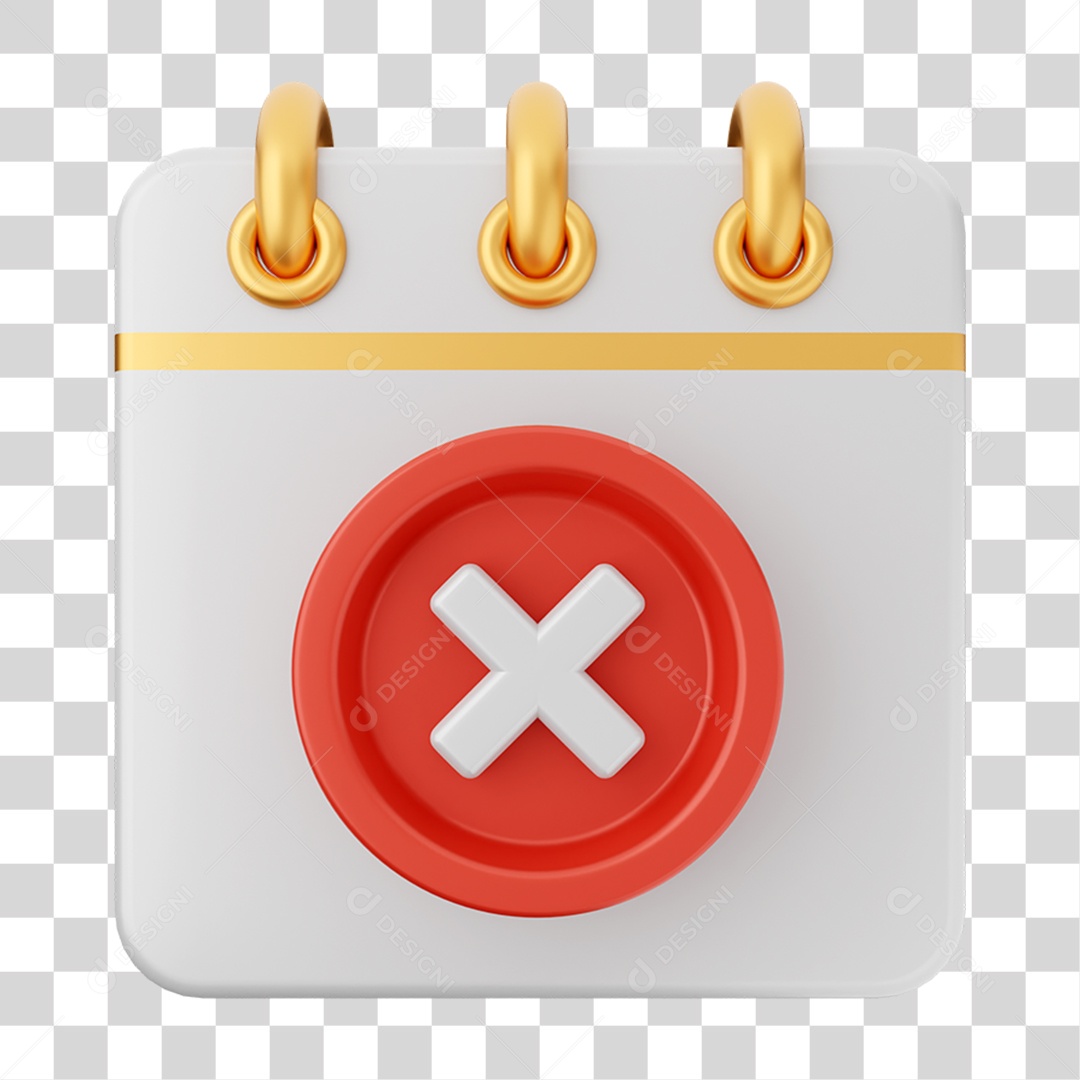 Elemento 3D Calendário Símbolo Negativo para Composição PNG Transparente