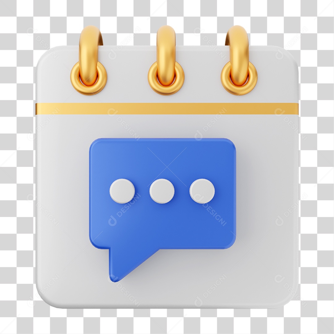 Elemento 3D Calendário Mensagem para Composição PNG Transparente