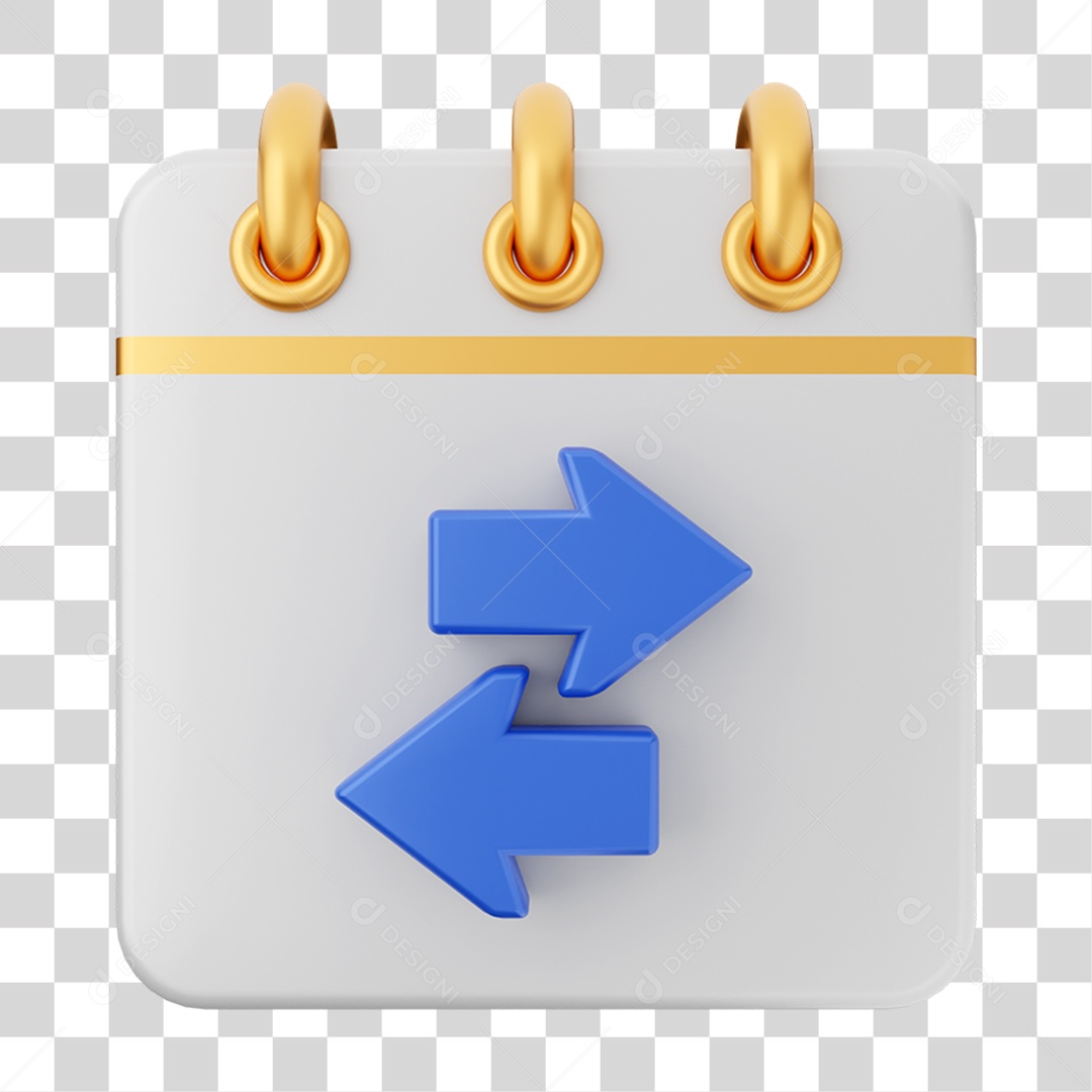 Elemento 3D Calendário Setas para Composição PNG Transparente